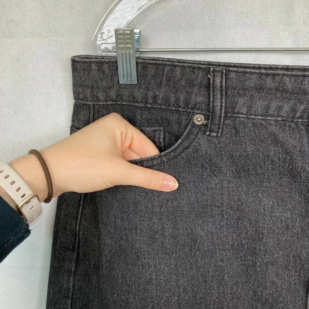 Mudpie‎ Skirt Womens Sz L Black Denim Jean Button Front Frayed Hem Mini